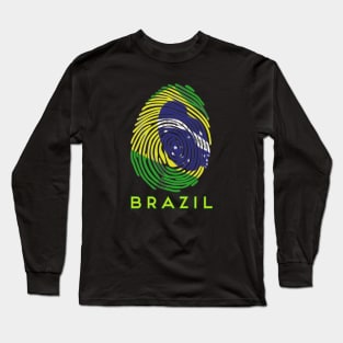 Brazil Flag Fingerprint Long Sleeve T-Shirt